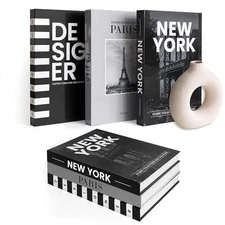 Designer Books Decor Set of 3 Decorative Books for Home Decor Aesthetic Black 