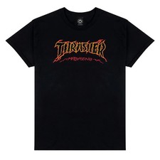 Thrasher Magazine CRACKED LOGO Skateboard T Shirt BLACK w/Art By Exteenager
