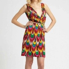 NWT Alice + Olivia Womens Alameda Multicolor Ikat Print Sleeveless Mini Dress XS