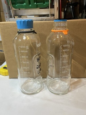 2x DURAN YOUTILITY 1000ml 1L Laboratory Glass Media Bottles