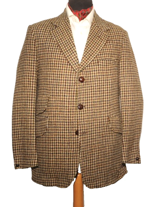 Veste Courte Vintage Dunn & Co Homme Taille 42 – Tweed Mélangé Vert/Bleu – Made In UK