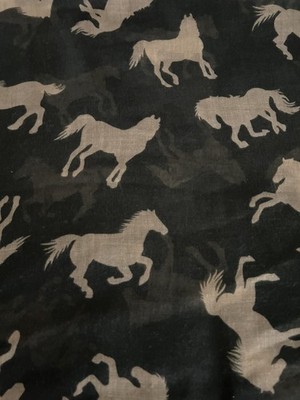 Equestrian Infinity loop scarf wrap   Olive Green w/ Tan Horses NWOT 