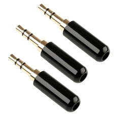 3Pcs 3.5mm Gold Plated Copper Male Stereo Mini Jack Plug Soldering Connector