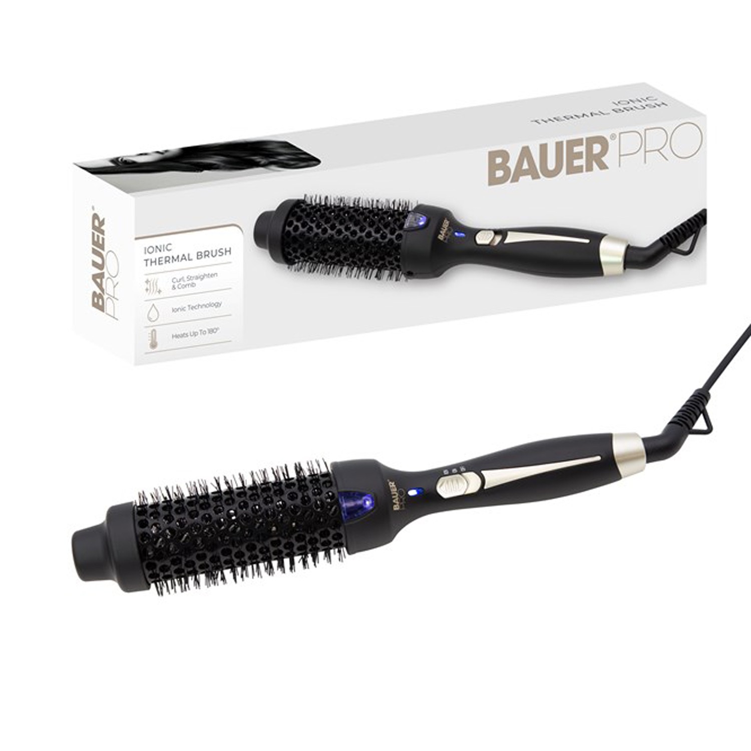 Bauer Ionic Thermal Brush Multi-Styler Hot Brush Curl Straighten Detangle 50W