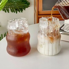 Tumbler Glass Mug - 530ml Stripe Drinkware for Tea Coffee Party
