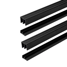 1/4" Panel Sliding Door Track - 48" Black Plastic Upper & Lower Set Made Pack...