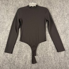 Topshop Black Ribbed Mock Neck Long Sleeve Bodysuit Womens SZ US 0-2 UK XS