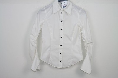 FERRE' Damen Camicia Vintage S Weiß Baumwolle Kurzarm Klassik Knöpfe