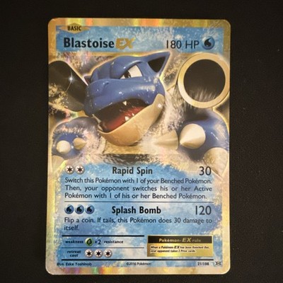Pokémon Blastoise EX Ultra Rare Holo 21/108 Evolutions 180 HP Basic 2016 Card