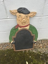 Vintage Kitchen / Pub Chef’s Chalk Board Wall Hanged Very Rare Pig Chef Detail