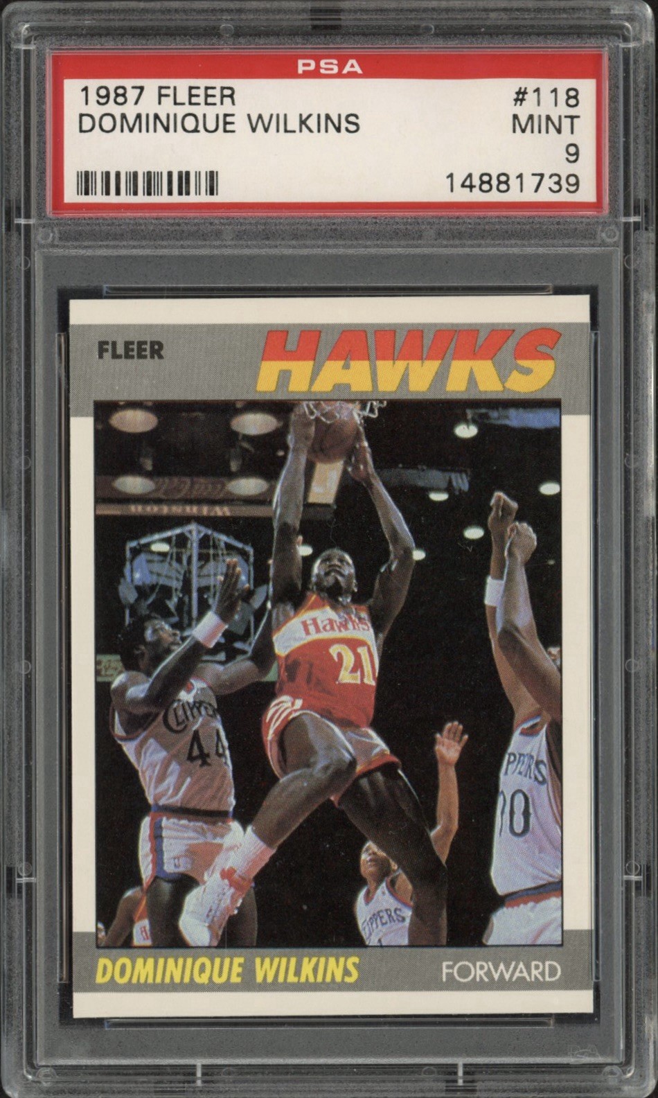 1987 Fleer Dominique Wilkins #118 PSA 9 Mint HOF Atlanta Hawks