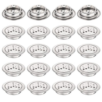 20pcs Circular Air Vents 1.1'' Stainless Steel Flat Louver Soffit Vent, Silver