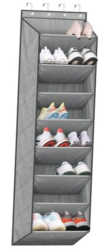 Over The Door Shoe Organizer for Closet with Large Deep Pockets, Narrow Shoe