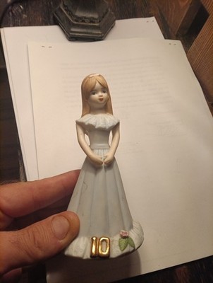 Vintage Enesco Growing Up Birthday Girls 10th Birthday Little Girl Porcelain Fig