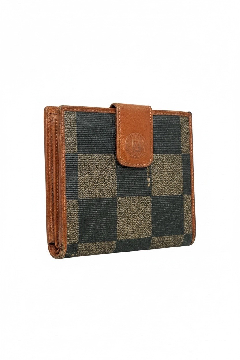 Authentic Vintage Fendi Pequin Check Bifold Wallet – 1980s/90s – Good