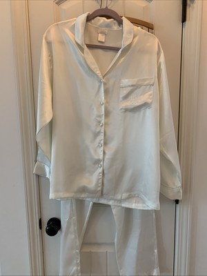 Vtg Aria Komar Women s Med 12/14 Ivory Pajama Set 100% Polyester