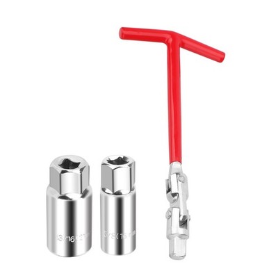 Dual Socket Spark Plug Wrench Set T-Handle 16mm 21mm Removal Tool for Truck