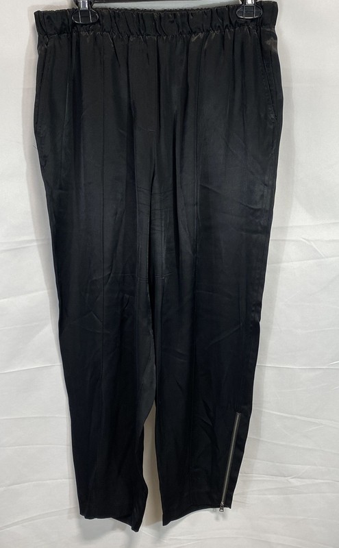 AllSaints Women's Black Viscose Elastic Waist Ankle Zip Tapered Pants Size 8