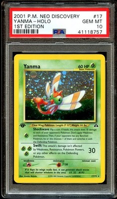 PSA 10 GEM MINT Yanma 17/75 HOLO RARE Neo Discovery 1ST EDITION