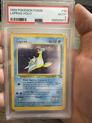 1999 Lapras Fossil Holo PSA 2 10/62 Pokemon Card