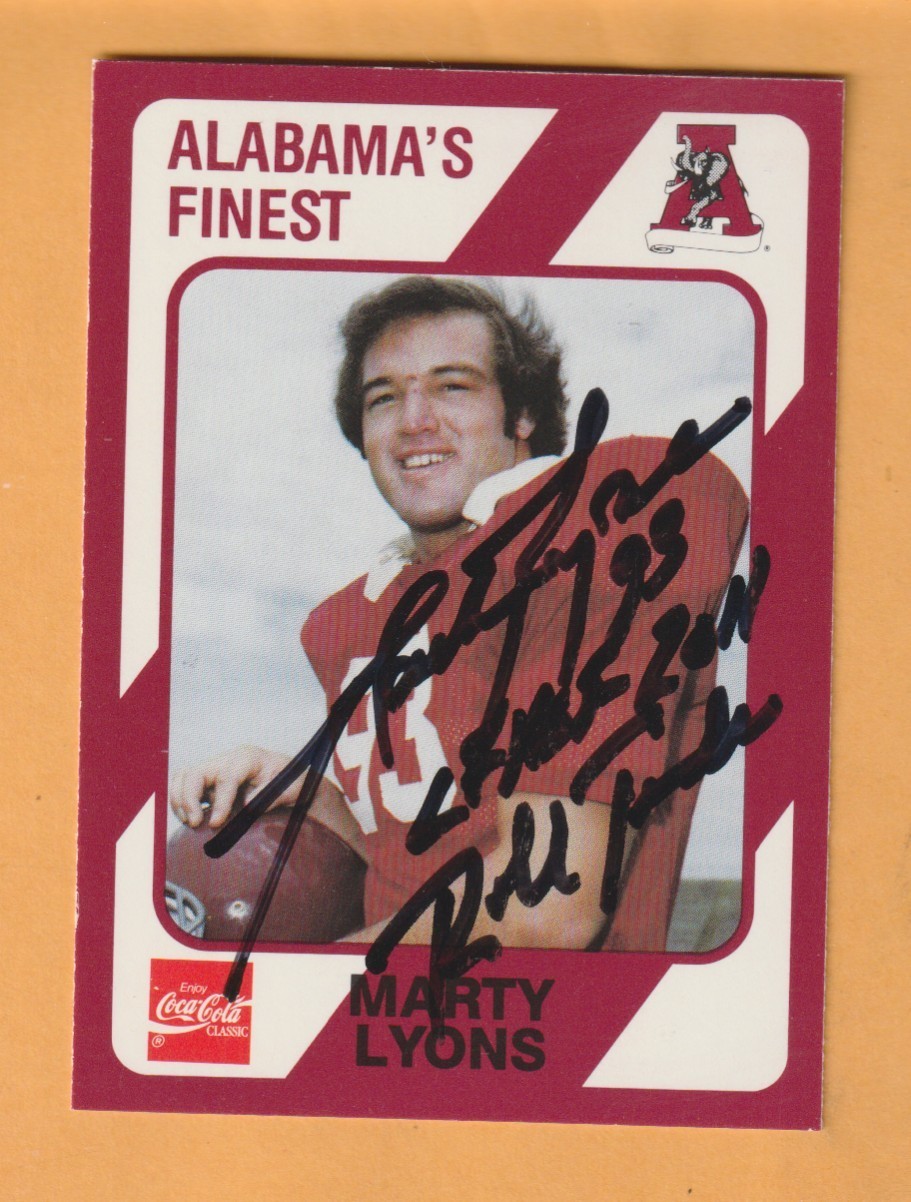 Marty Lyons Alabama Crimson Tide AUTO Signed 1989 Card New York Jets