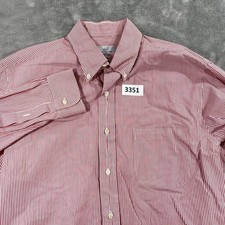 Brooks Brothers Button Down Shirt Mens 16 34/35 Red White Striped 346 Cotton