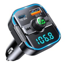 Bluetooth 5.3 Car Adapter PD 36W QC3.0 18W , 2-in-1 FM Bluetooth Transmitter