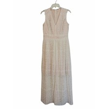 Elie Tahari Raine Maxi Dress Sz 4 Ivory Pleated Lace
