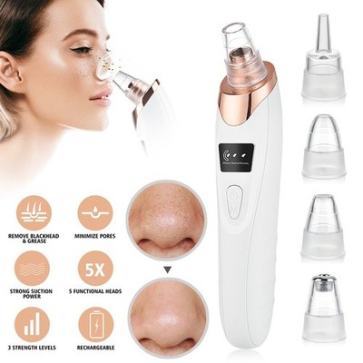 Blackhead Remover Vacuum Pore Cleaner   5 Suction Heads, USB Rechargeable, US