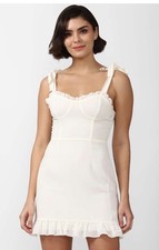 Forever 21 Christine Ruffled Georgette Corset Bustier tie shoulder Mini Dress S