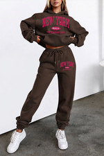 Women  s NEW YORK Tracksuit 2PCS Set Hoodie Sweatpants Jogging Suit Outfit