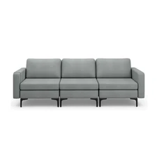 Modern Loveseat Sofa 3-Seat Sofa Couch w/Backrest & Armrest & Cushions Dark Grey