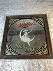 Vintage Miller High Life 1979 Girl On The Moon Beer Mirror Wall Bar Sign 14"x14"