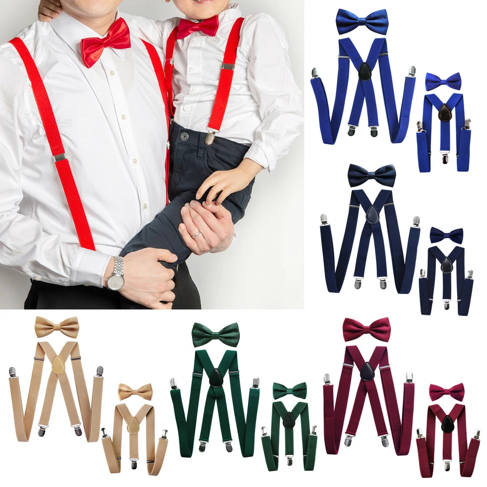 axy® Vater-Sohn Partnerlook Hosenträger mit Fliege Set für Herren-Damen-Kinder  - Bild 1 von 1