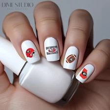 Georgia Bulldogs College Football Nail Decals Water Transfer Nail Art