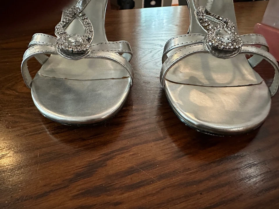 Sapatos de formatura de casamento prata tamanho 12 pedras lavadas - Imagem 2 de 4