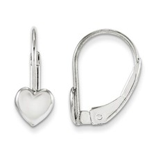 Madi K Kid's Earrings 14k White Gold Heart Leverback Dangle, 11 mm