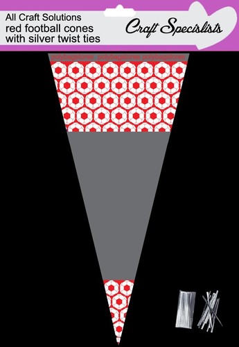 FOOTBALL - Cone Bags - Party Bags - Sweets - Cello Bags - With Twist Ties - Picture 2 of 6