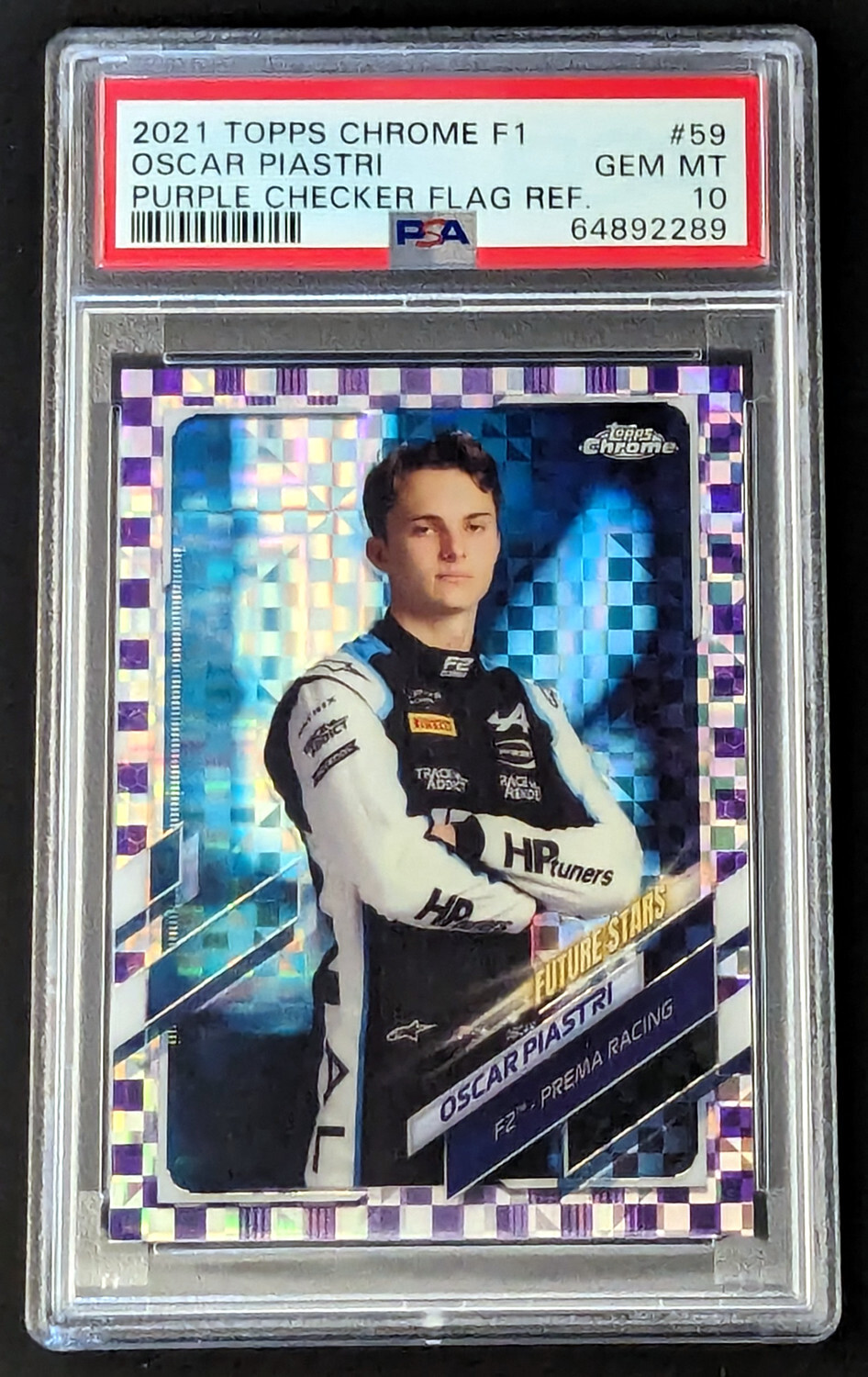 OSCAR PIASTRI⭐ 2021 Topps Chrome Formula 1 PURPLE CHECKER FLAG /199 - PSA 10