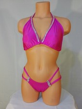 Exotic dancer stripper medium hot pink two piece bikini dance outfit-dancewear