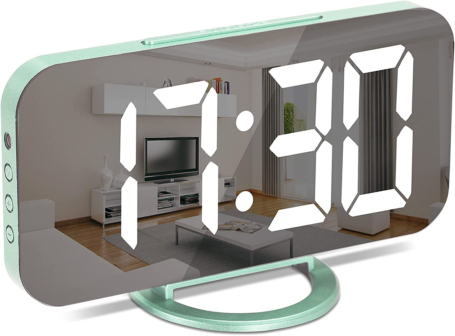 Digital Clock Large Display,Alarm Clocks Mirror Surface,With 2 USB Charger Ports
