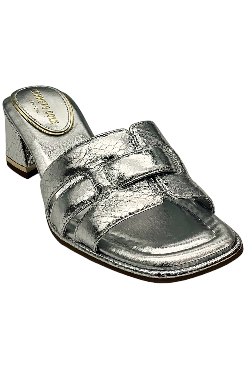 (取寄) ケネスコール ニューヨーク レディース ハーパー Kenneth Cole New York women Harper Silver Snake Kenneth Cole Women's NY Harper Leather Block Heel Sandal Silver