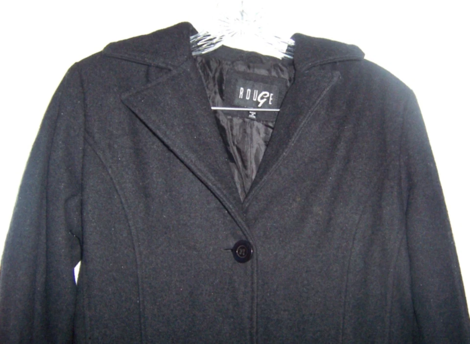 尺寸 S - 红色深灰灰色羊毛混纺外套,正面有口袋 — 第 2/4 张图片