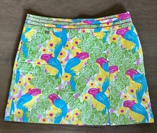 Lilly Pulitzer Skort Parrots  Jungle Print Bright Multicolor Pockets Size 12