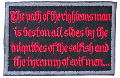 THE PATH OF THE RIGHTEOUS MAN BIBLE EZEKIEL 25:17 BLACK RED HOOK MORALE PATCH
