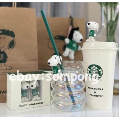 Starbucks Snoopy 2025 Stopper & Straw Deco Set (2pcs) Peanuts Joe