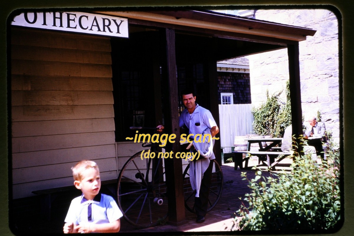 Man w/ Video Film Camera & Antique Bicycle in 1961, Kodachrome