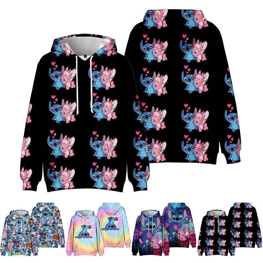 SACAI Felpa con cappuccio per bambini fantasia Lilo & Stitch felpa con tasca