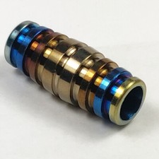 Titanium Paracord Lanyard Knife Cylinder Bead Beads Burned Rainbow 1 Pc