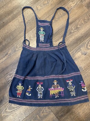 Vtg 1950's Indigenous People Guatemala Apron Hand Stitched Pocket Some Wear